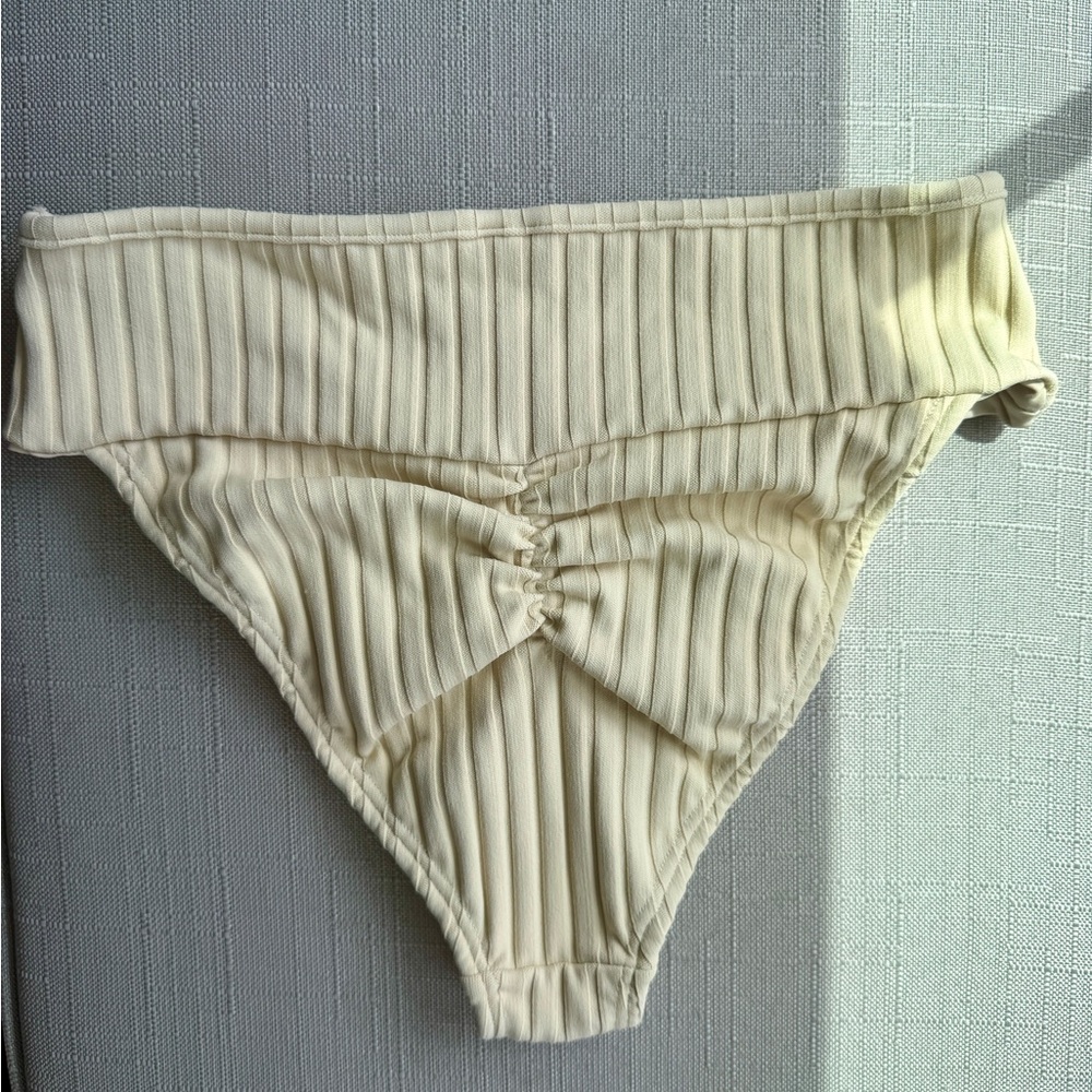 Montce  Ribbed Tamarindo High Waisted Cream Bikini Bottoms